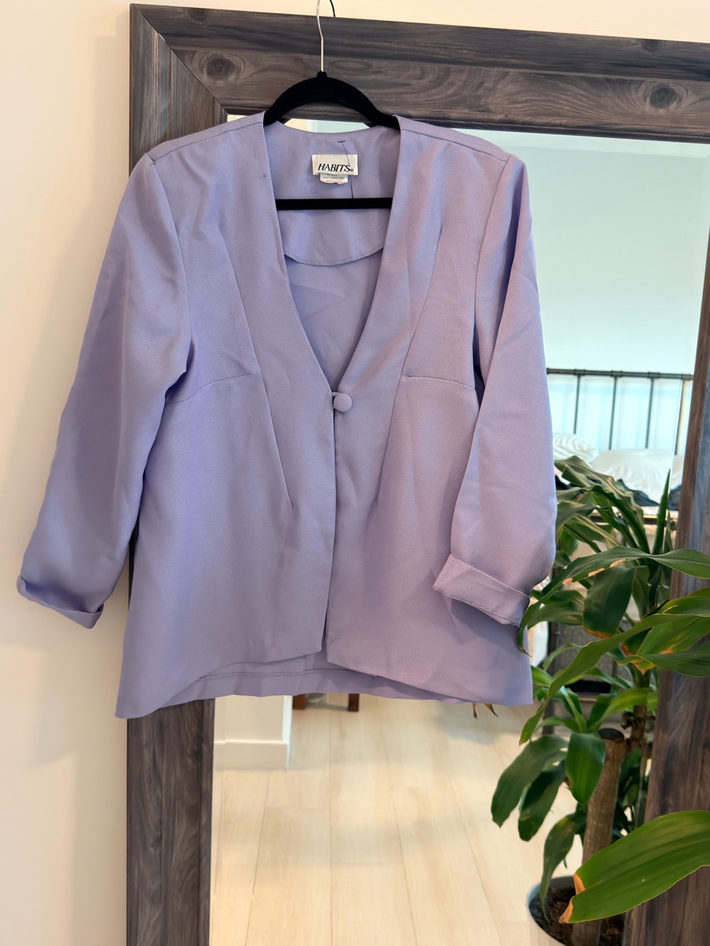 Vintage Lavender Single-Button V-Neck Blazer